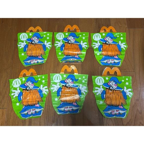 6 Vintage McDonalds 1990 Halloween Vinyl Trick-or-Treat Happy Meal Bags Boo Bags - Picture 1 of 11